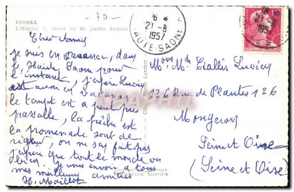 Das Krankenhaus P. Monel vom englischen Garten aus gesehen — Vesoul, Haute-Saône - Rückseite