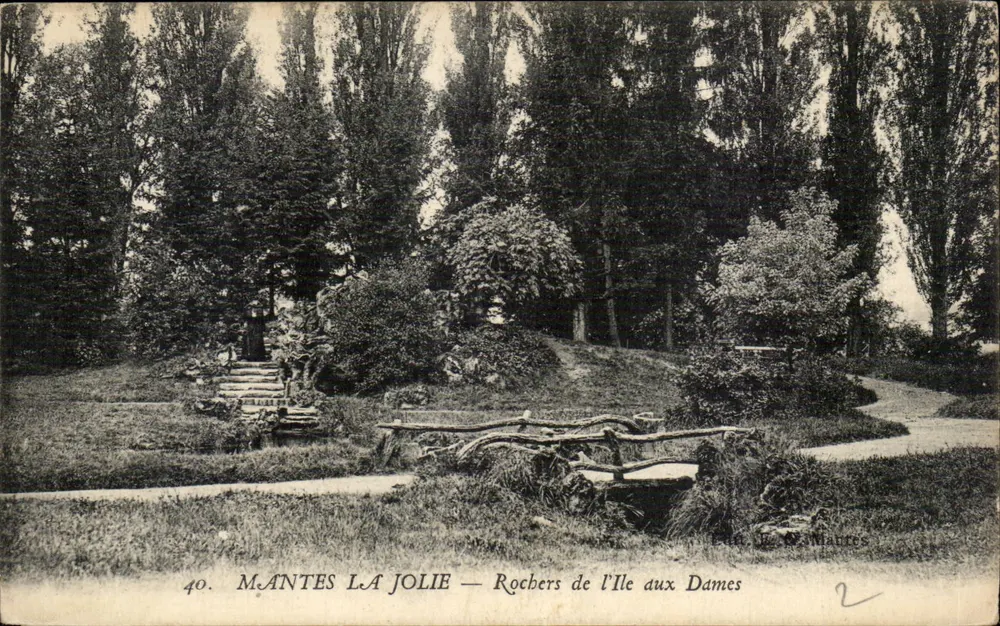 MANTES LA JOLIE — Felsen der Île aux Dames — Verlag E. C. Mantes, Nr. 40 - Vorderseite