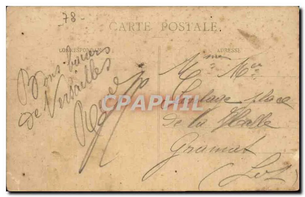 Versailles - Rue Gambetta und Militärkrankenhaus — unbekannter Verleger, Seriennummer nicht sichtbar - Rückseite