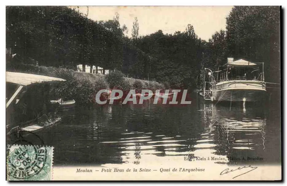 Meulan — Petit Bras de la Seine — Quai de l'Arquebuse — Edg. Klein à Meulan, Héllos A. Bourdier - Vorderseite