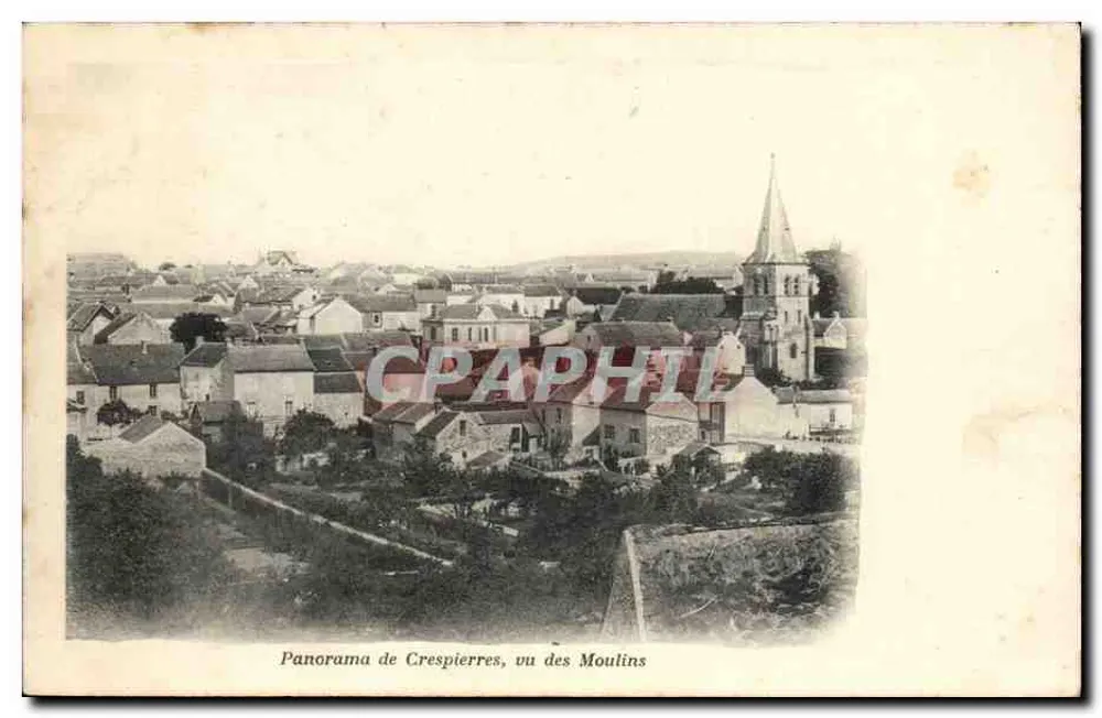 Crespières, vista dos Moulins — panorama — A. Bourdier, imp.-édit., Versailles - Frente
