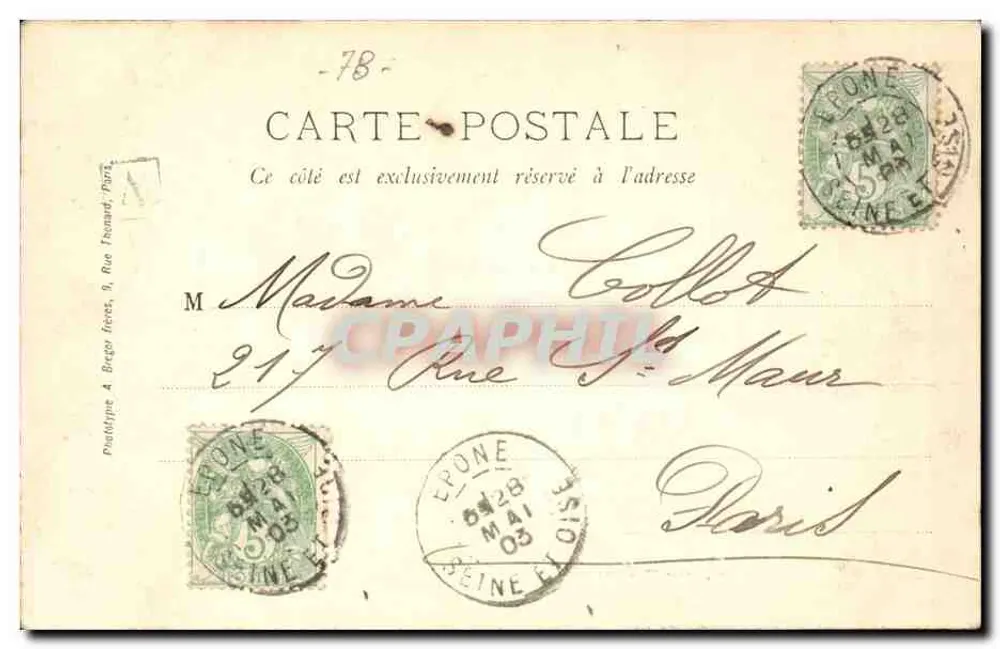 Épône — Ponte de Rangiport — Editor Padiotype, Paris - Verso