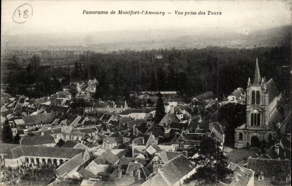 Montfort-l'Amaury — Panorama aus den Türmen — Verlag: C. P. A. (Nr. 98) - Vorderseite