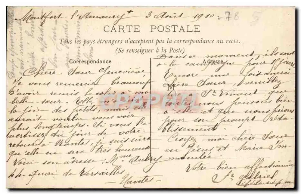 Montfort-l'Amaury (S.-et-O.) — Casa de Convalescência - Verso