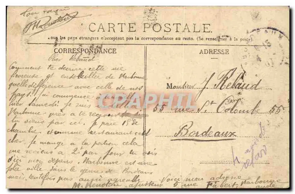 Faubourgs des Kanals — Narbonne — L. Janson, Verlag - Rückseite