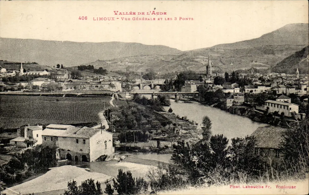 Limoux — Allgemeiner Blick und die 3 Brücken — Fot. Labouche Fr., Toulouse - Vorderseite