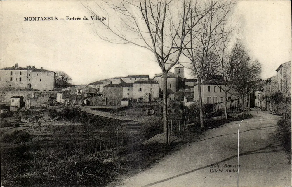 Montazels — Entrata nel Villaggio — Ed. Roussset, Cliché André - Recto