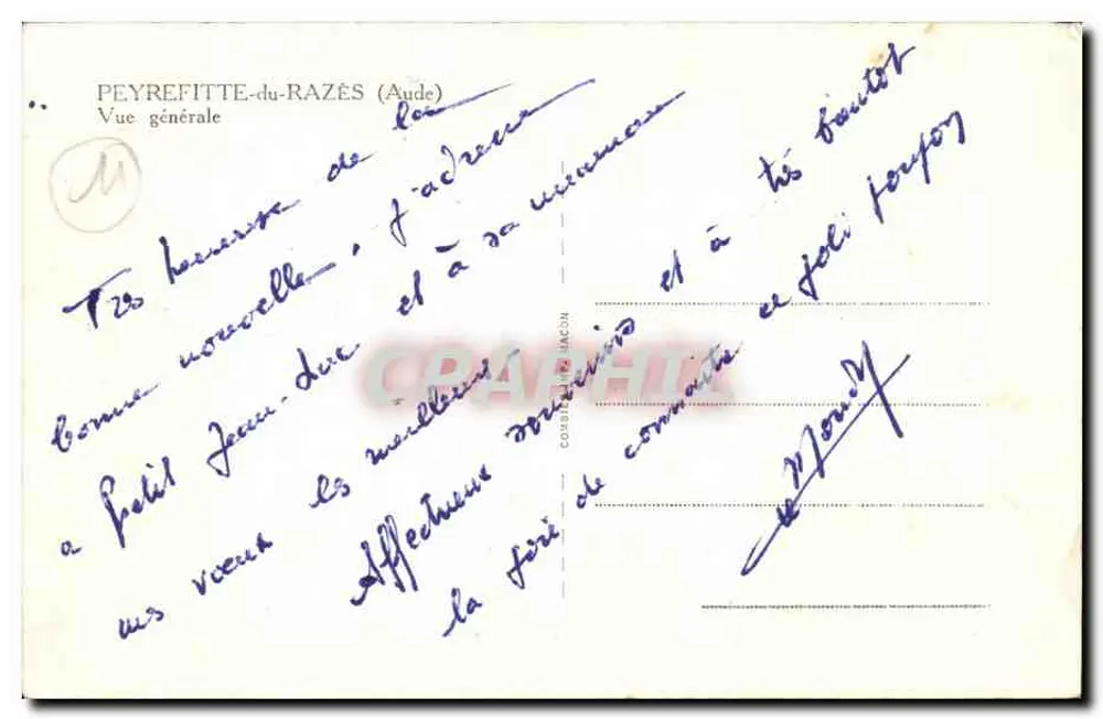 Peyrefitte-du-Razès (Aude) — Vista geral — editor não identificado - Verso