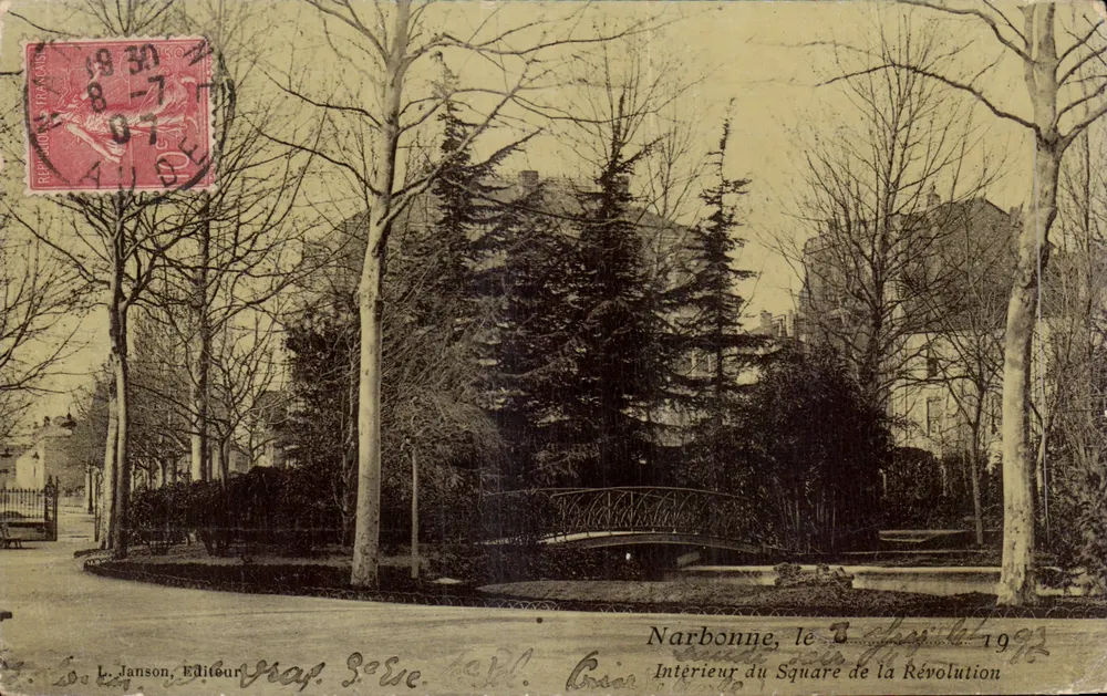 Narbonne, Interior do Square de la Révolution — L. Janson, Editor, n° 302 - Frente