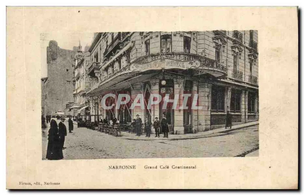 Narbonne — Grand Café Continental — Firmin, editora, Narbonne - Frente