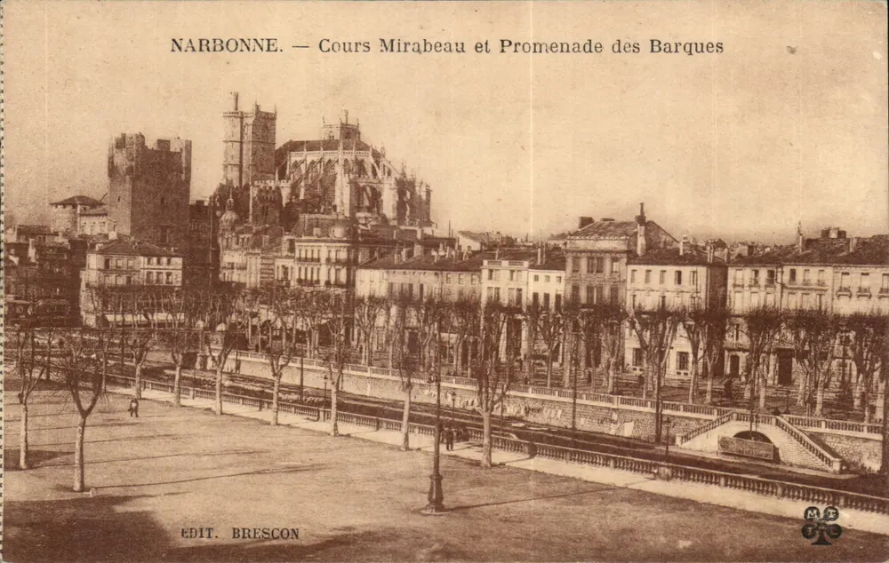 NARBONNE — Cours Mirabeau et Promenade des Barques — Édit. Brescon - Vorderseite
