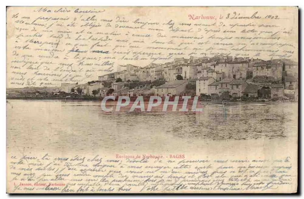 Narbonne — Arredores de Narbonne - BAGES — L. Janton, editor, Narbonne - Frente