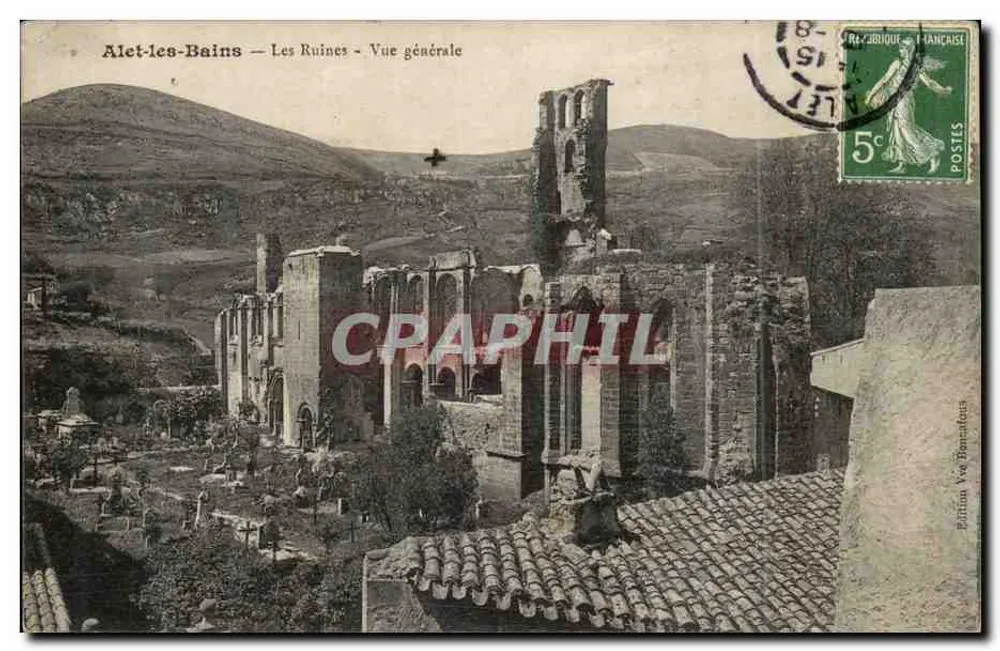 Alet-les-Bains — Las Ruinas — Vista general — Edición Vve Bécardons - Anverso
