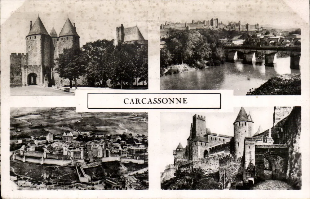 Carcassonne — vista panorâmica e fortificações — Bilhete postal antigo PHOTO (49) - Frente