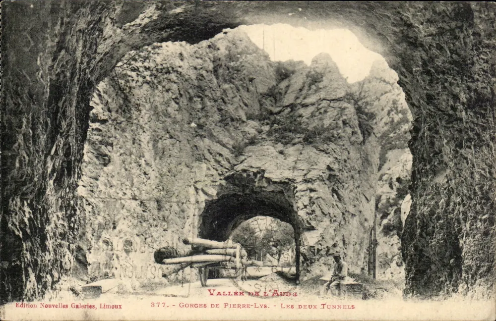 Gorges de Pierre-Lys — Die beiden Tunnel — Edition Nouvelles Galeries, Limoux n°377 - Vorderseite