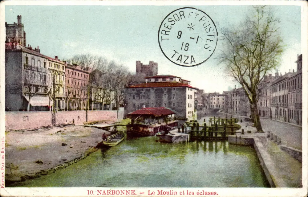 NARBONNE — O Moinho e as comportas — Edição Paulin Boulet, n°10 - Frente