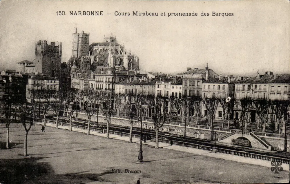 NARBONNE — Cours Mirabeau und promenade des Barques — Edit. Brescon n°150 - Vorderseite