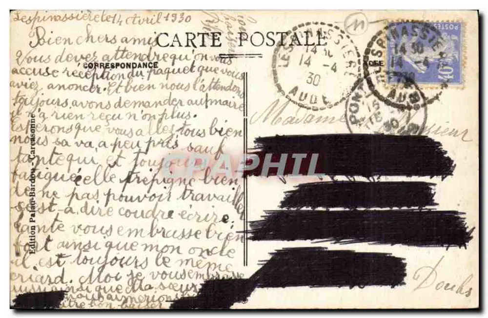 Lespinassière — Das alte Schloss-Festung — Edition Palène-Bardone - Rückseite