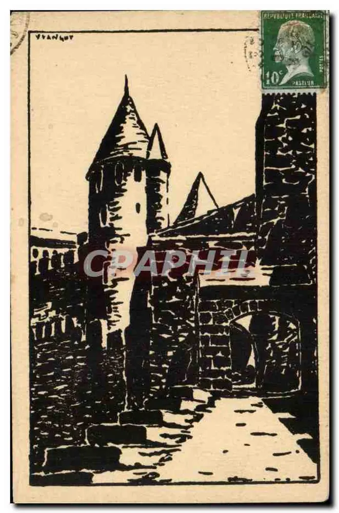 Cidade de Carcassonne — vista da porta — Edições N°47, Rue Gabrielle, Paris - Frente