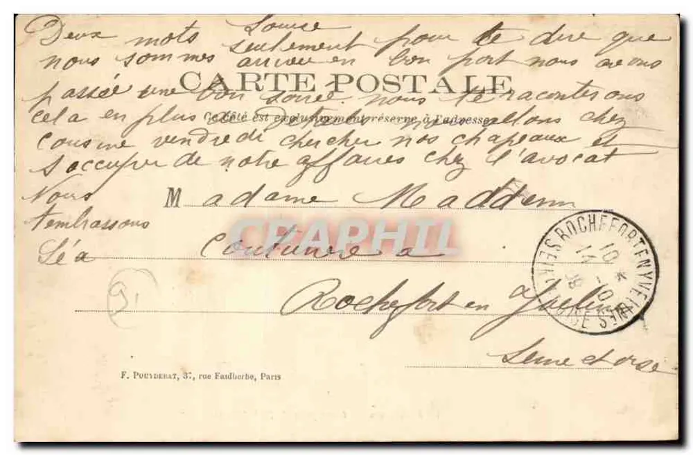 Cruzamento da Obétièque — F. Robinson — Editor F. Pouydebat, Paris - Verso