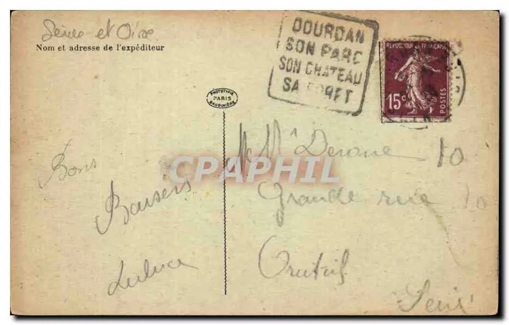 Dourdan — Os Fossos e a Igreja — Housset, editor n°6 - Verso