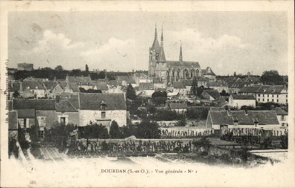 Dourdan (S.-et-O.) — Vista geral — N° 1 — Lib. A. Bourroue Dourdan (S.-et-O.) - Frente