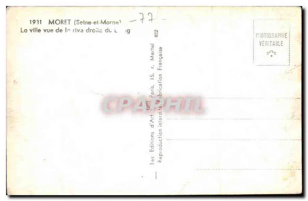Moret-sur-Loing — Ansicht der rechten Seite — Éditions d'Art Martel - Rückseite
