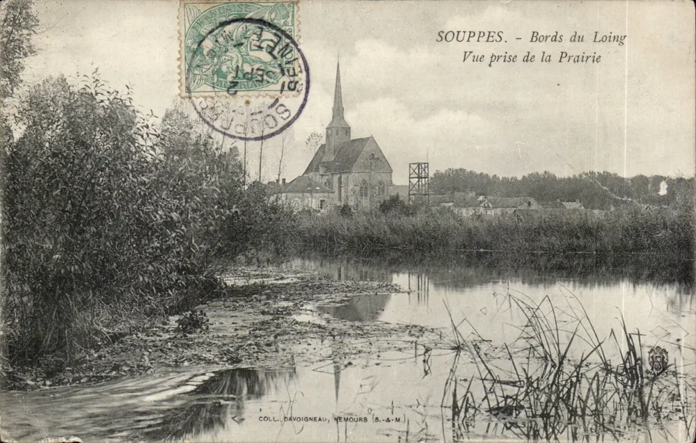 SOUPPES. - Ufer des Loing - Ansicht vom Prairie genommen - Vorderseite