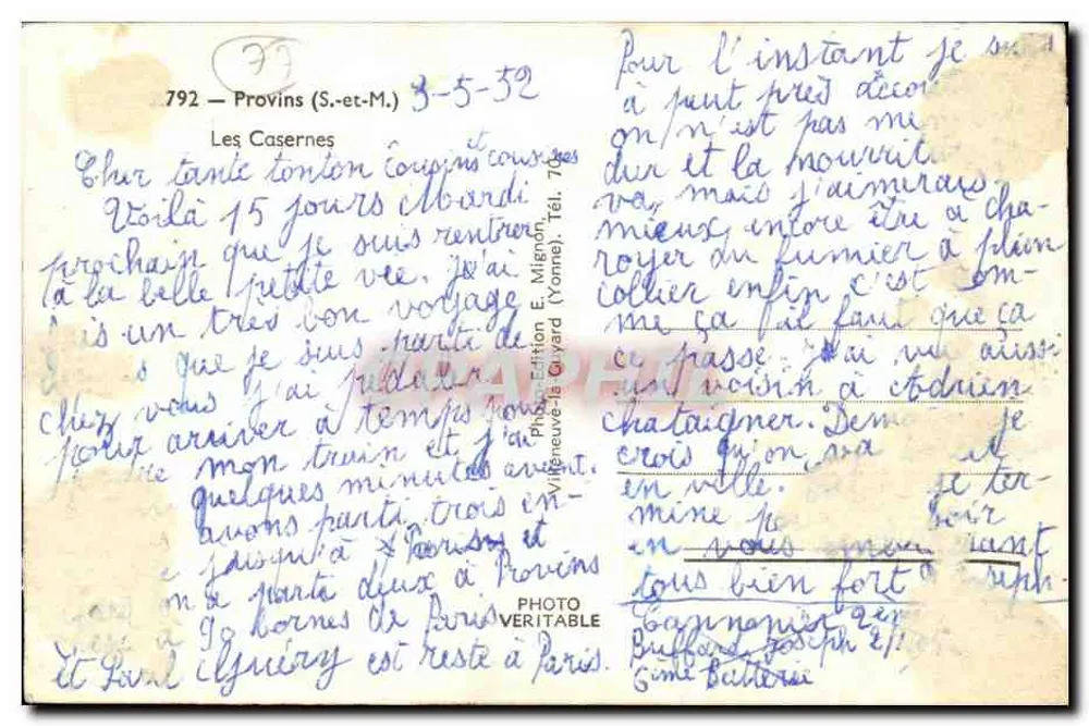 As Casernas — Provins (S.-et-M.) — E. Mignon - Verso