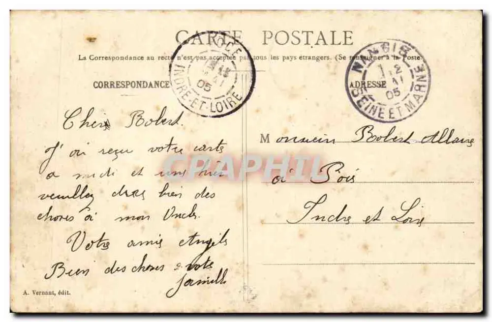 Provins - Der Dom von St-Quiriace und Blick auf die Stadt — A. Vernant, Verlag - Rückseite