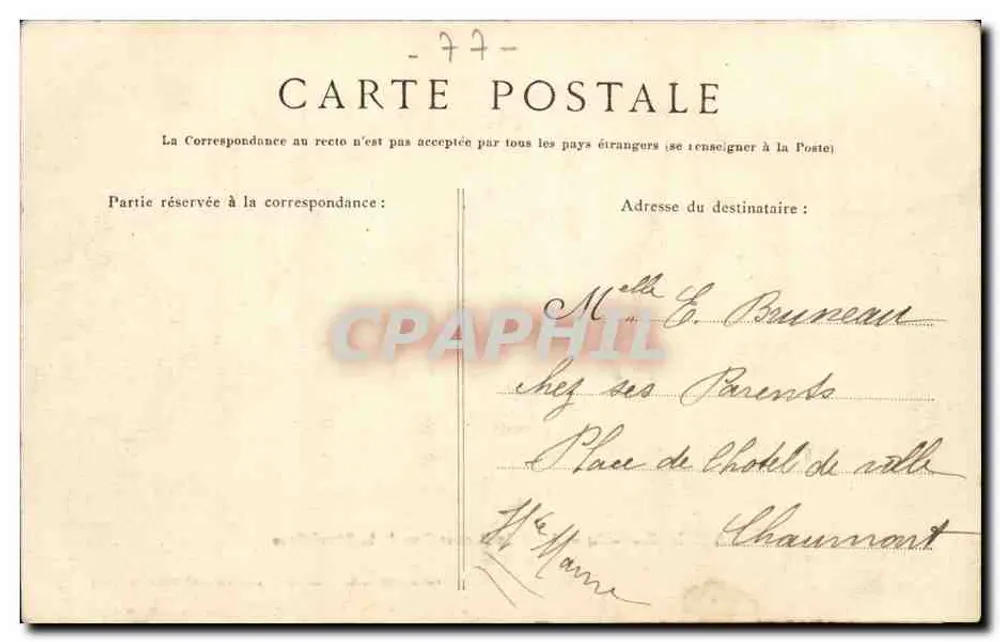 Nangis (S.-et-M.) — Allée du Parc und Rue de la République — Sammlung S. L. — SIMOMET, bei Eray-sur-Seine (S.-et-M.) - Rückseite