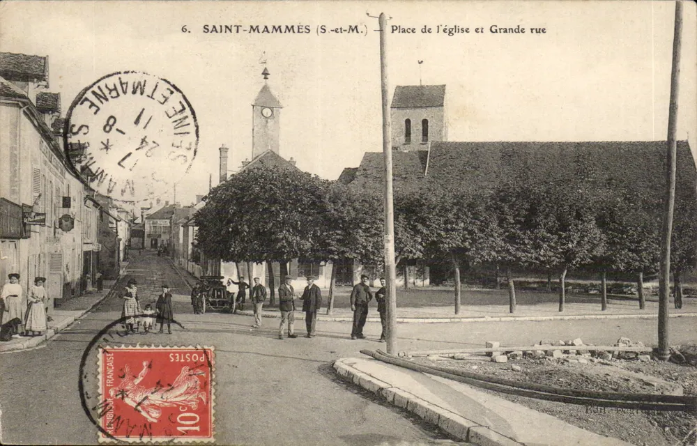 Saint-Mammès (S.-et-M.) — Place de l'église und Grande rue — Verleger: BSH-Poste - Vorderseite
