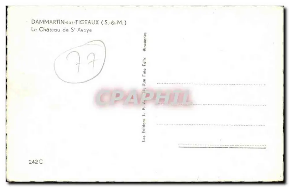 Dammartin-sur-Tigeaux — Schloss Saint-Avoye — Éditions Félix Fois - Rückseite