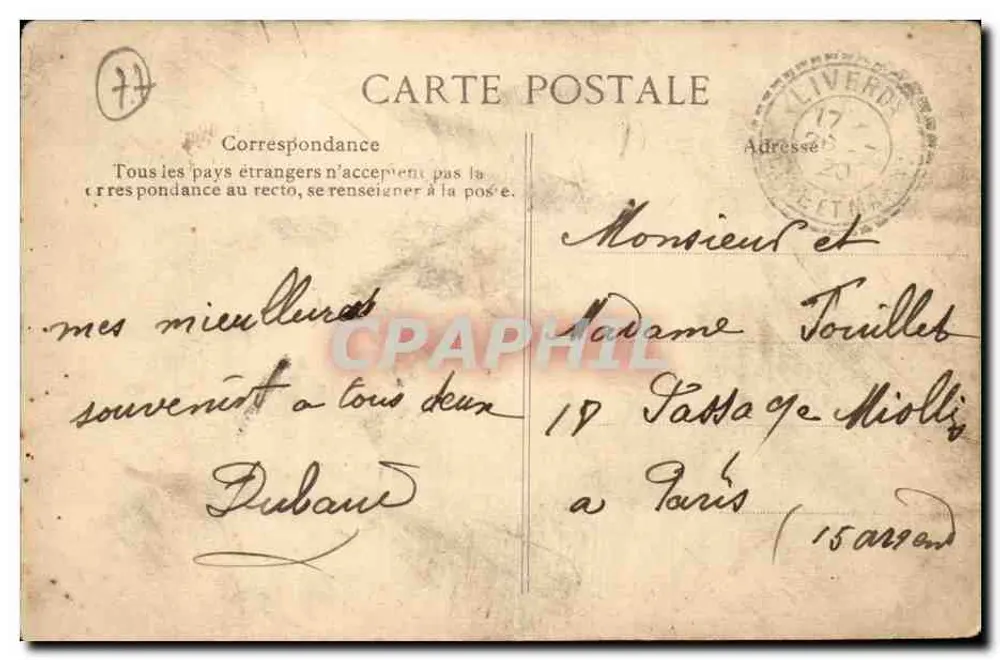 Liverdy — Entrada por Chatres — Edit. Dony - Verso