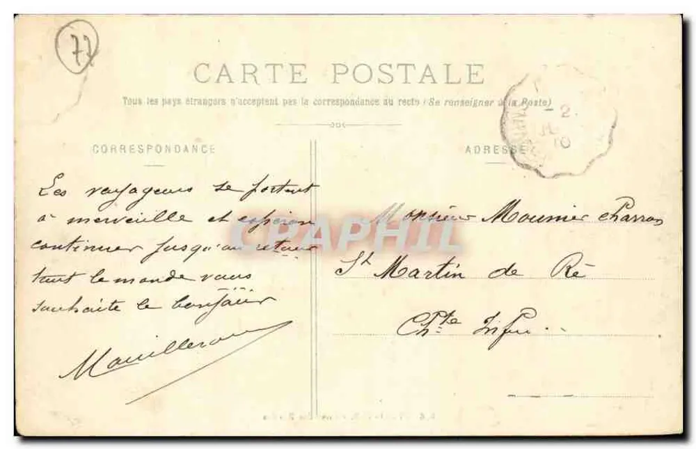 Provins - Ponte das Bordes — editor J. Wolf, n° 896 - Verso