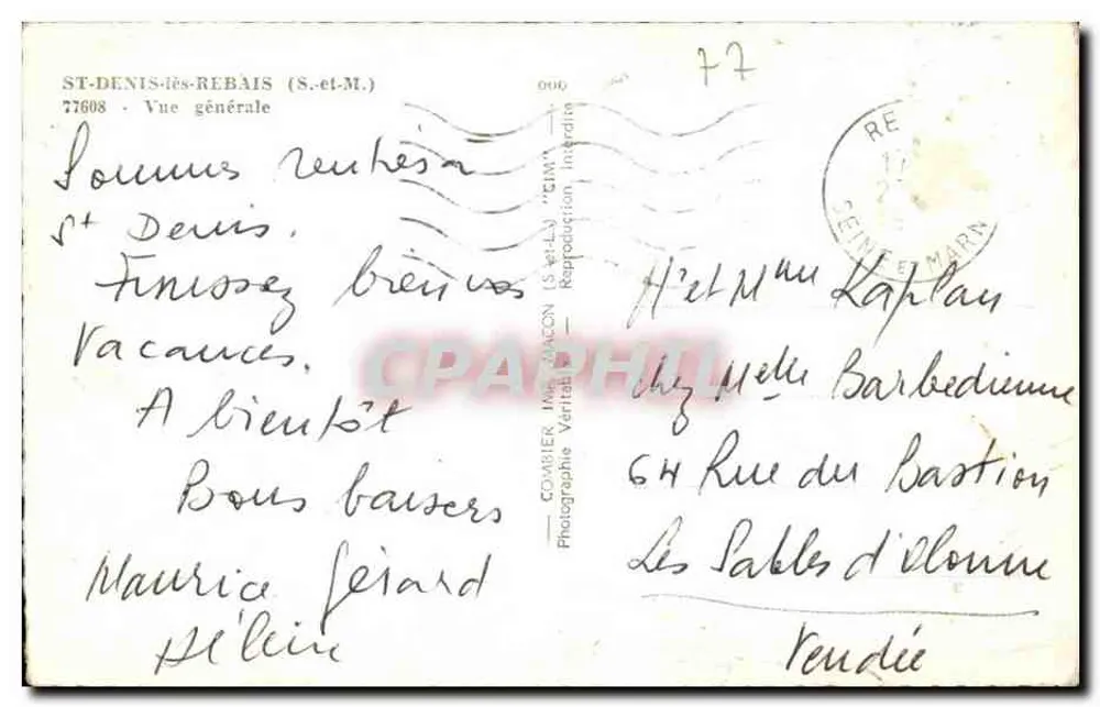 St-Denis-des-Rebais — Vista geral — Comlier, n° 77608 - Verso