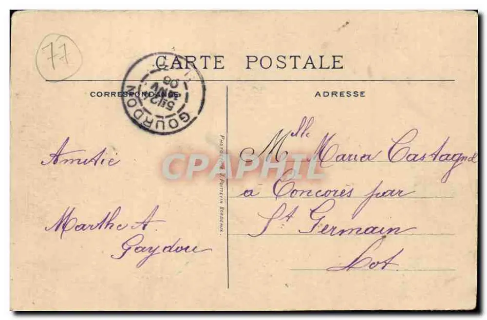 Igreja de São André — Beaune — editor anônimo, número de série não visível - Verso