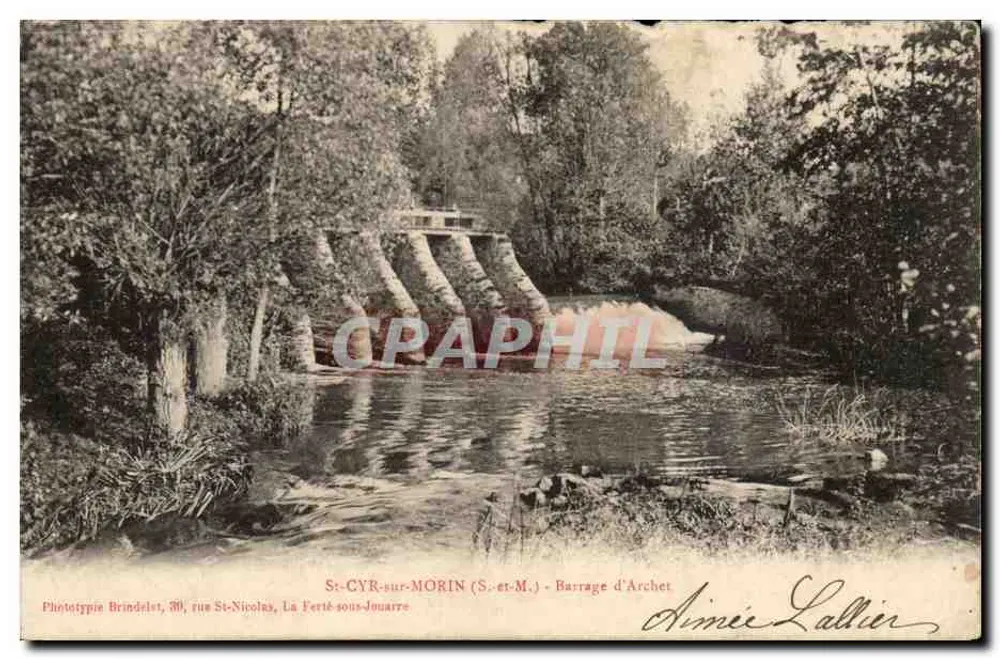 St-CYR-sur-MORIN (S.-et-M.) - Barragem d'Archet — Fototipia Brindelet, rua St-Nicolas, La Ferté-sous-Jouarre - Frente