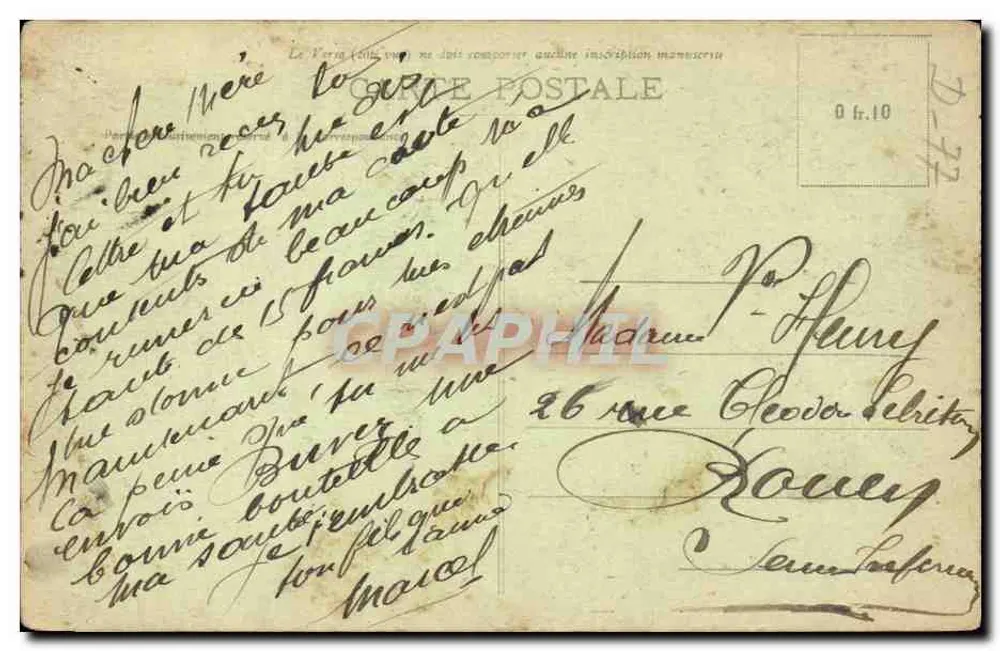 Fontainebleau - La Grande-Rue — vista de la calle comercial con peatones y vehículos — editor no identificado, número de serie 19 - Reverso