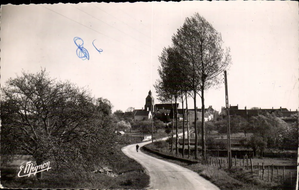 Mignon — Vista do vilarejo com a igreja — E. Mignon - Frente