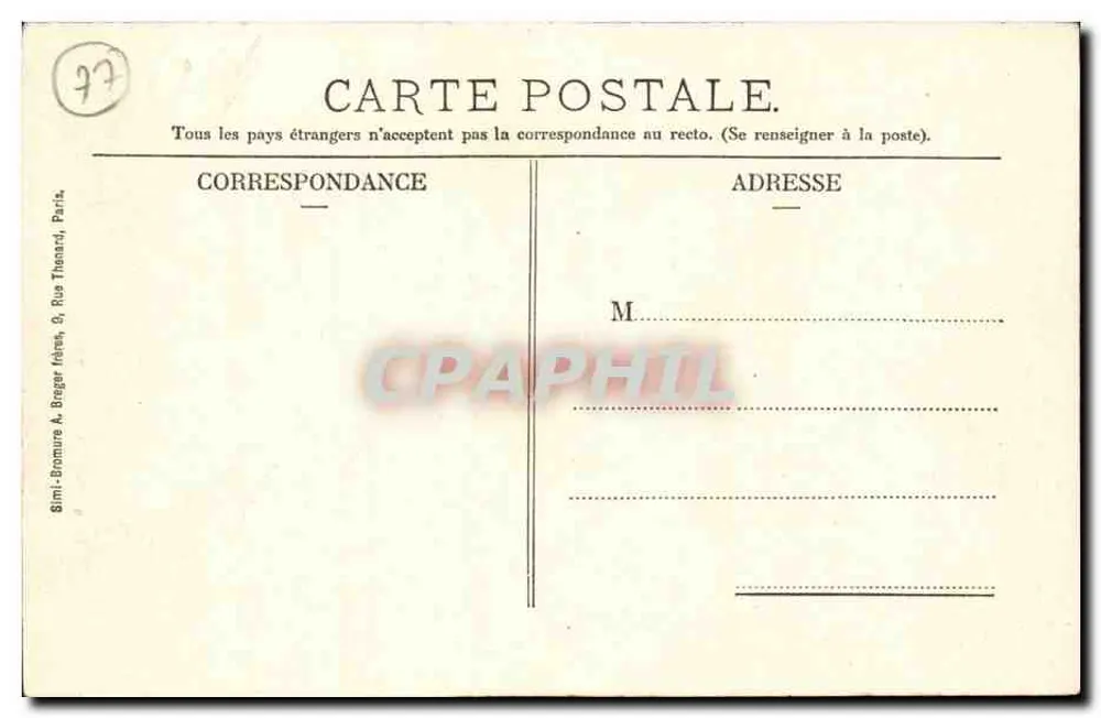 La Ferté-s/Jouarre - Das Rathaus — Verlag Bimi-Bromure & Bruger, Paris - Rückseite