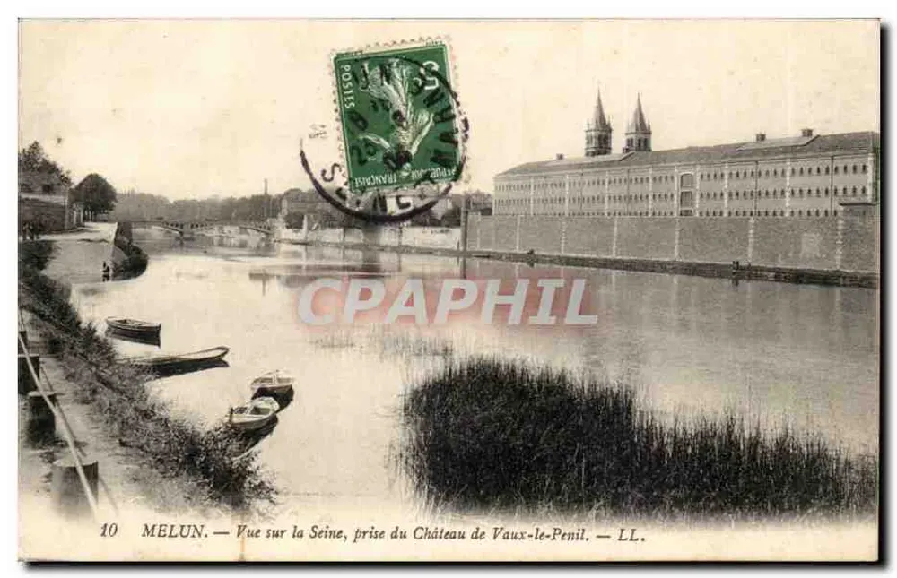 Melun — Ansicht der Seine, vom Château de Vaux-le-Penil aus — LL. - Vorderseite