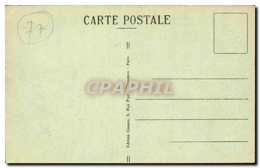 Coubert (S.-et-M.) — A Grande Carvalha e a Ponta dos Castanheiros — Edição Cosson, 8, rue Pierre-Chausson, Paris - Verso
