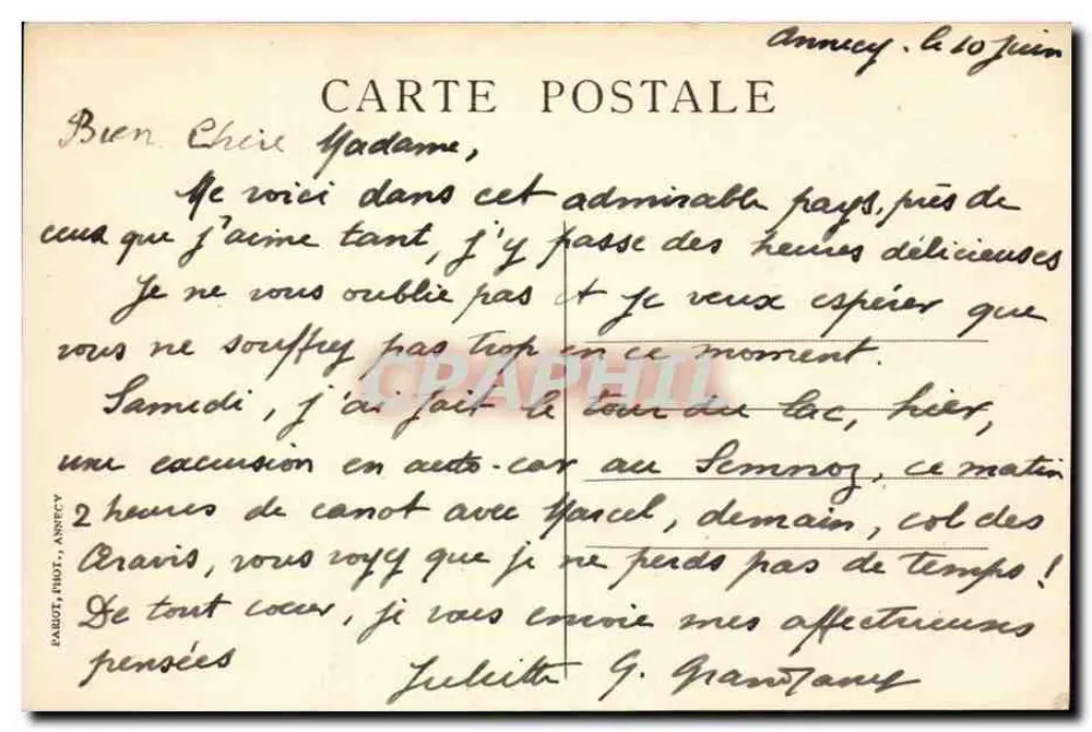 Annecy – Talloires – Vista geral — Sítios pitorescos da Saboia — Pariot, Annecy - Verso