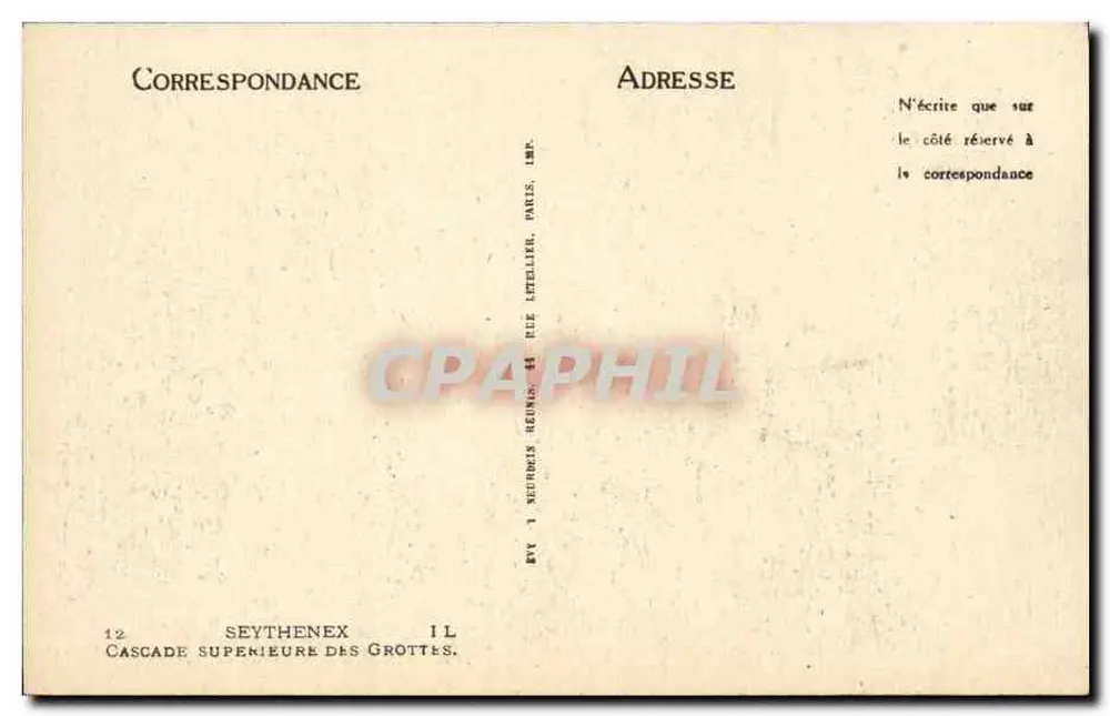 Seythenex — Cascata superior das cavernas — Imp. Letellier, Paris - Verso