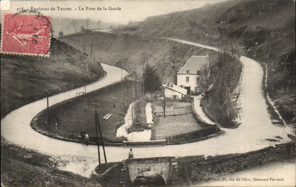 Arredores de Tauves — O Ponte da Guarda — H. Bouge-Béal, 21 rua da Écua, Clermont-Ferrand - Frente