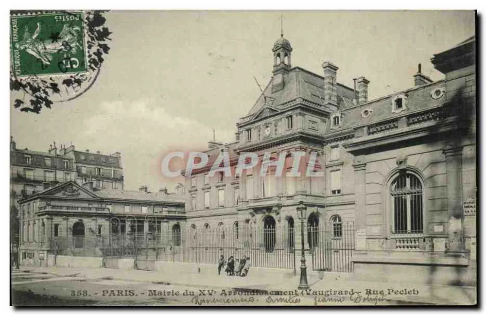 Rathaus des 15. Arrondissements — Vaugirard, Rue Peclet — veröffentlicht von Jeanne Brochard - Vorderseite