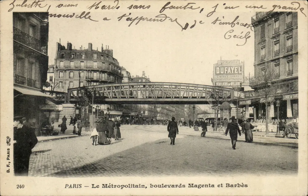 PARIS — Der Métropolitain, Boulevards Magenta und Barbès — B. F., Paris, n° 240 - Vorderseite
