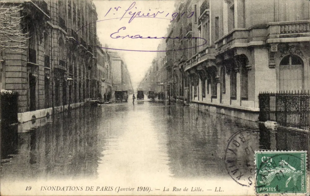 Überschwemmungen in Paris — Januar 1910 — La Rue de Lille — LL. - Vorderseite