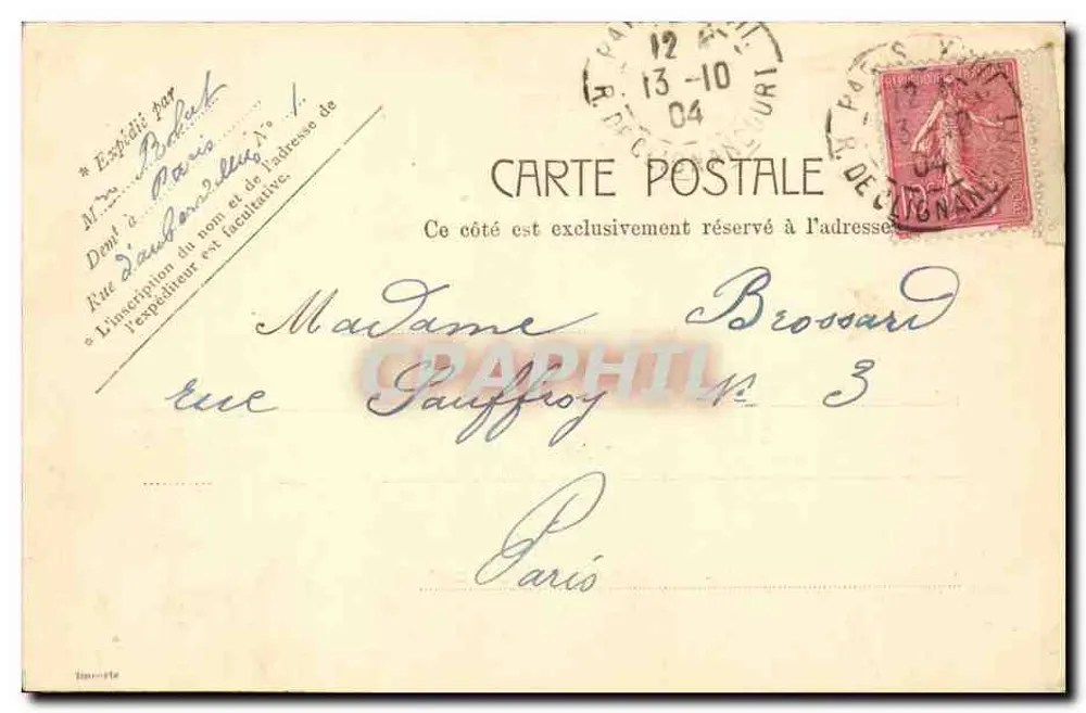 Versailles - O Castelo — editor desconhecido, n° 5109 - Verso